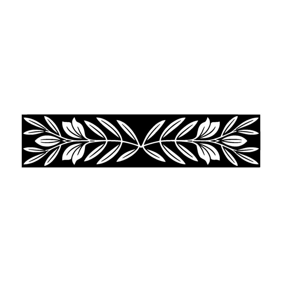 Elegant Botanical Border Black White Leaf vector