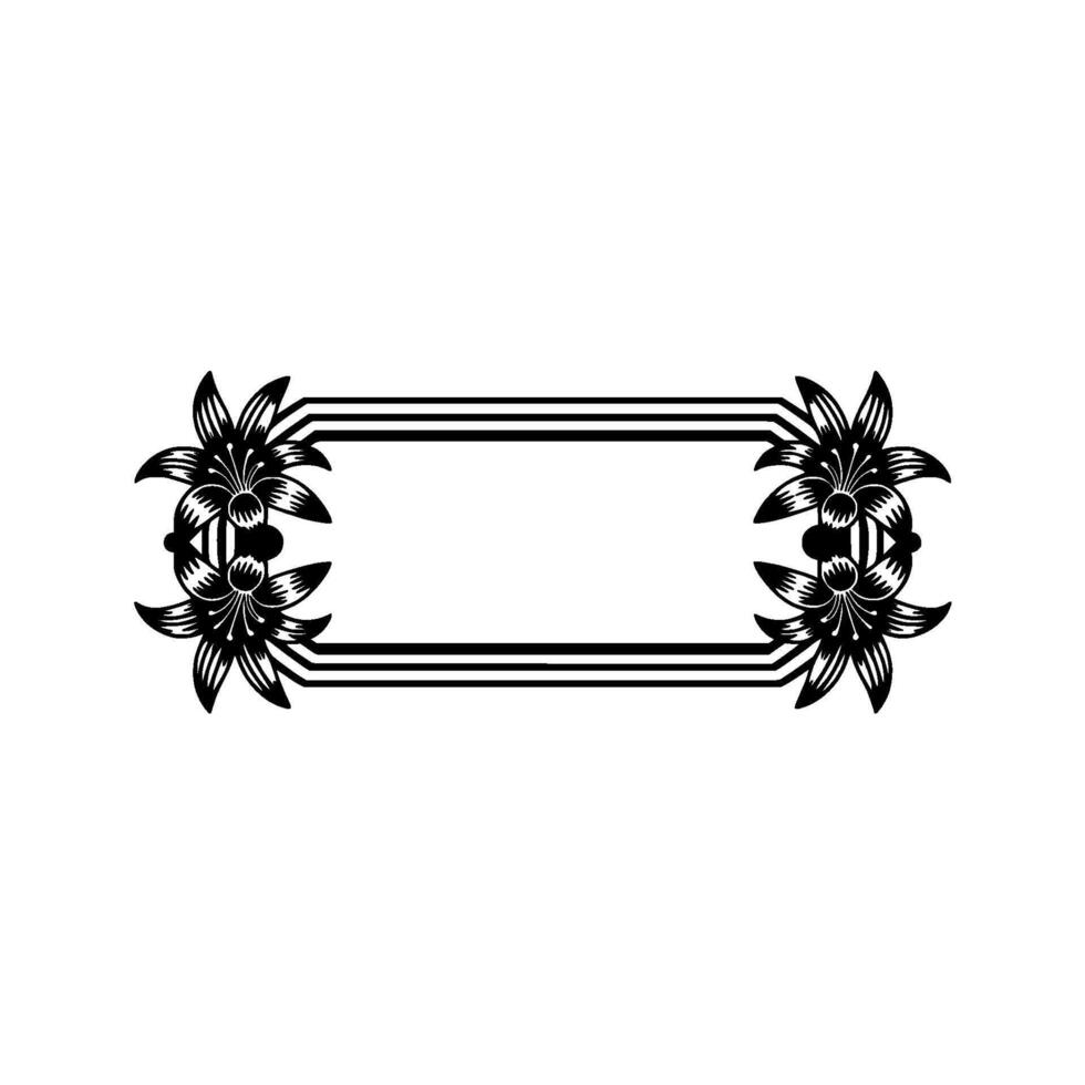 Floral Frame Elegant Black and White vector