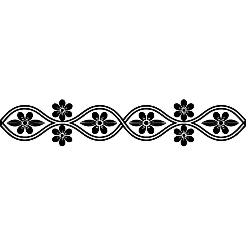 Elegant Floral Border in Black and White, Illustration 3 vector