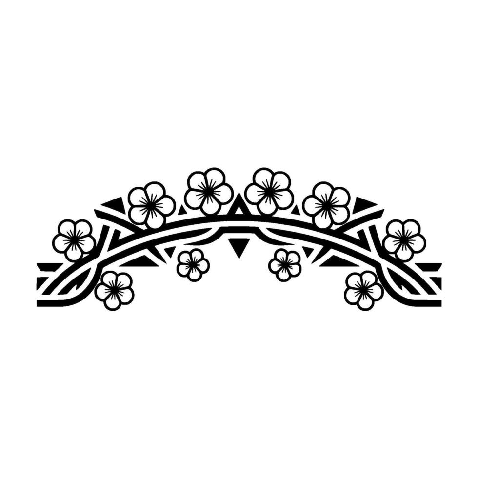 Black White Floral Arch Ornament, Simple, Elegant Element vector