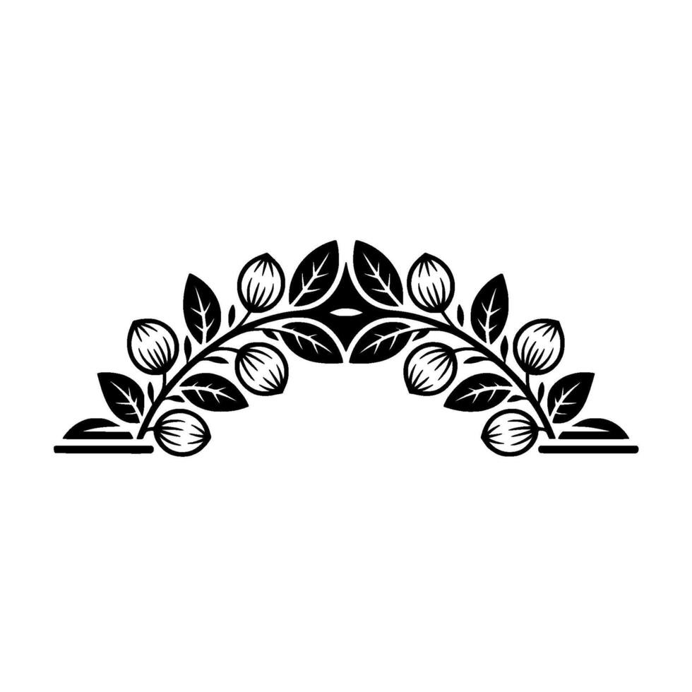 Elegant Black Floral Arch Element vector