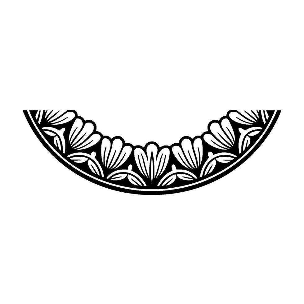 Elegant Floral Border in Black and White, Minimalist - Ornament vector