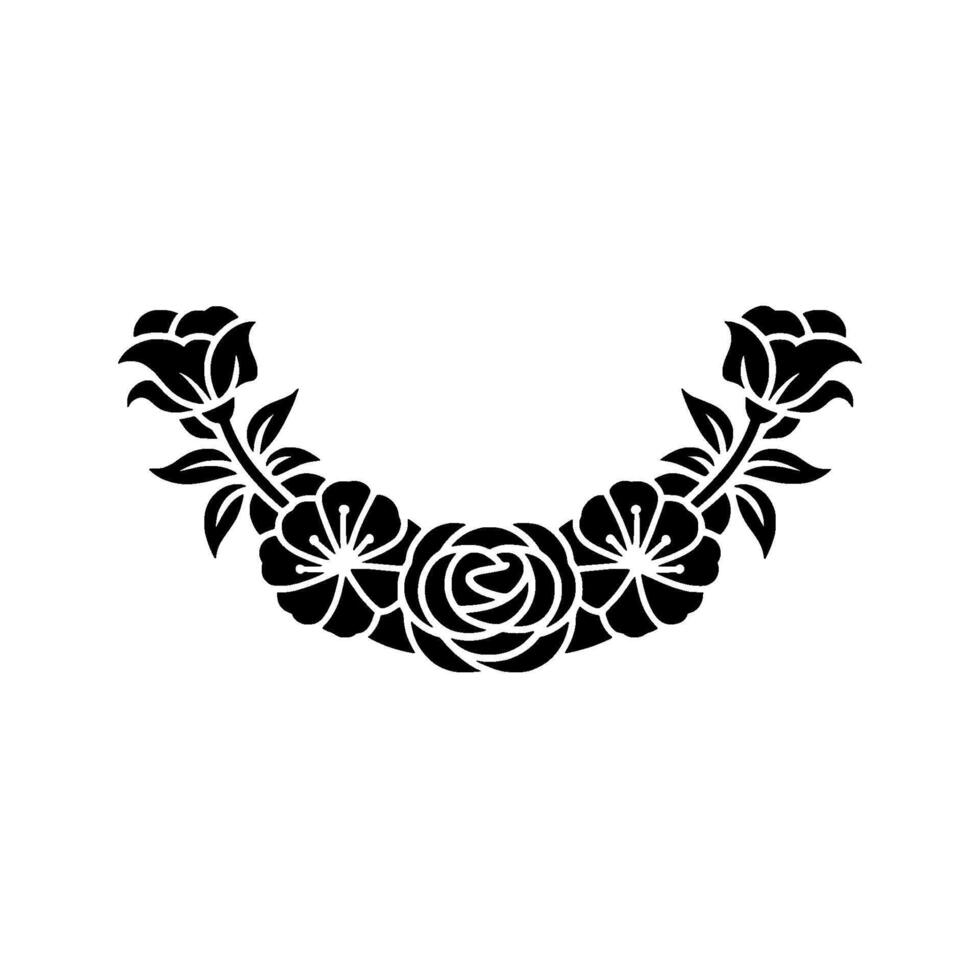 Elegant Black Floral Wreath on White Background 5 vector
