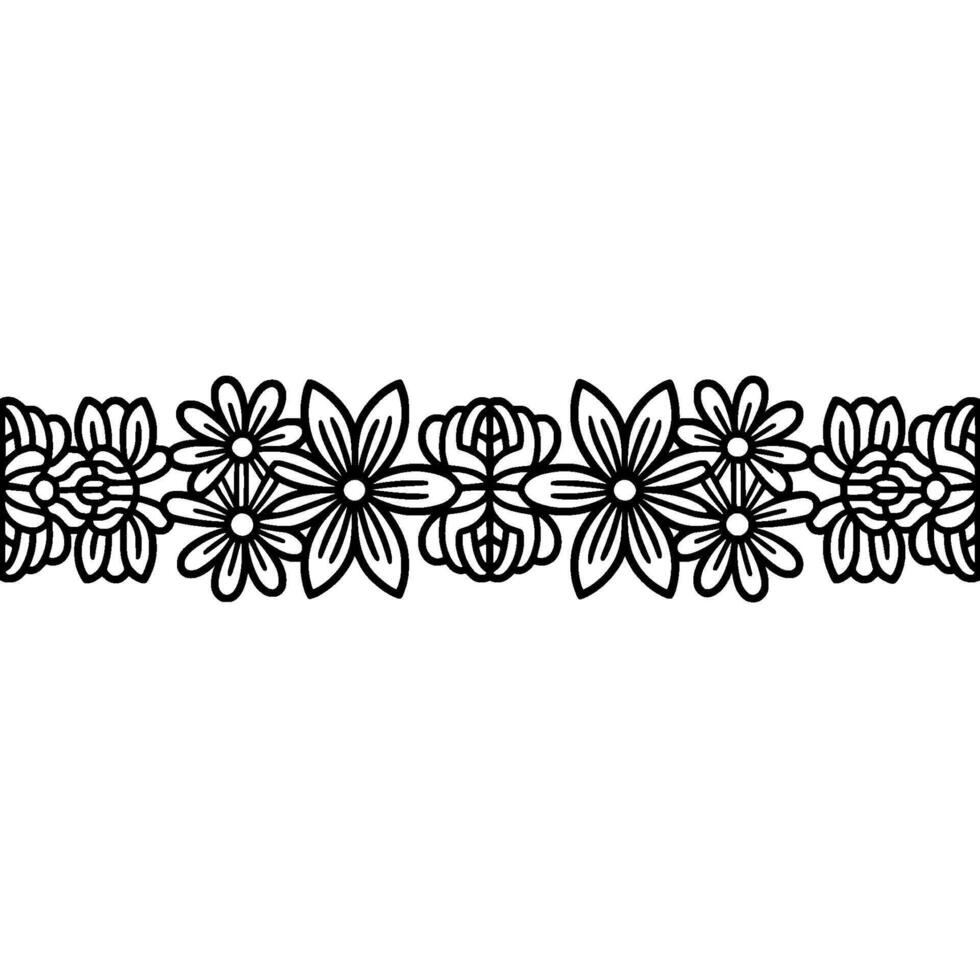 Black Floral Border on White Background 2 vector