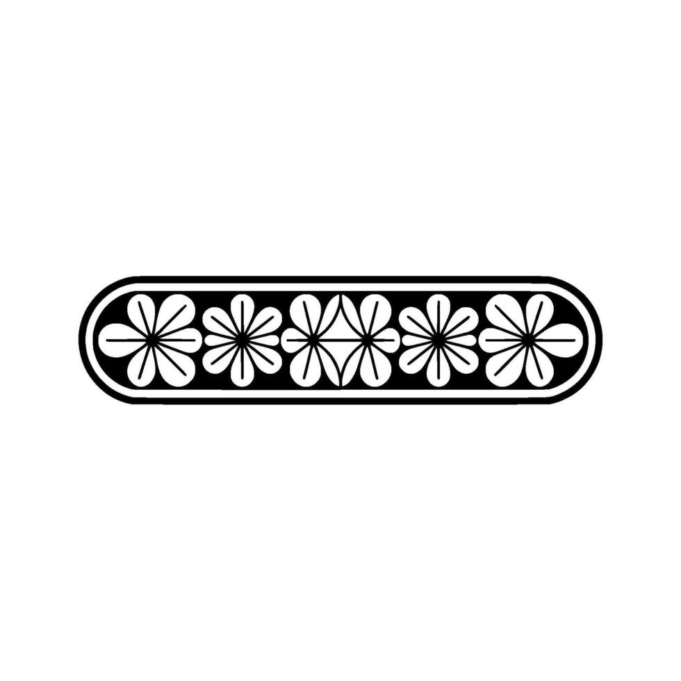 Floral Border Ornament, Black and White Minimalist - Floral pattern vector