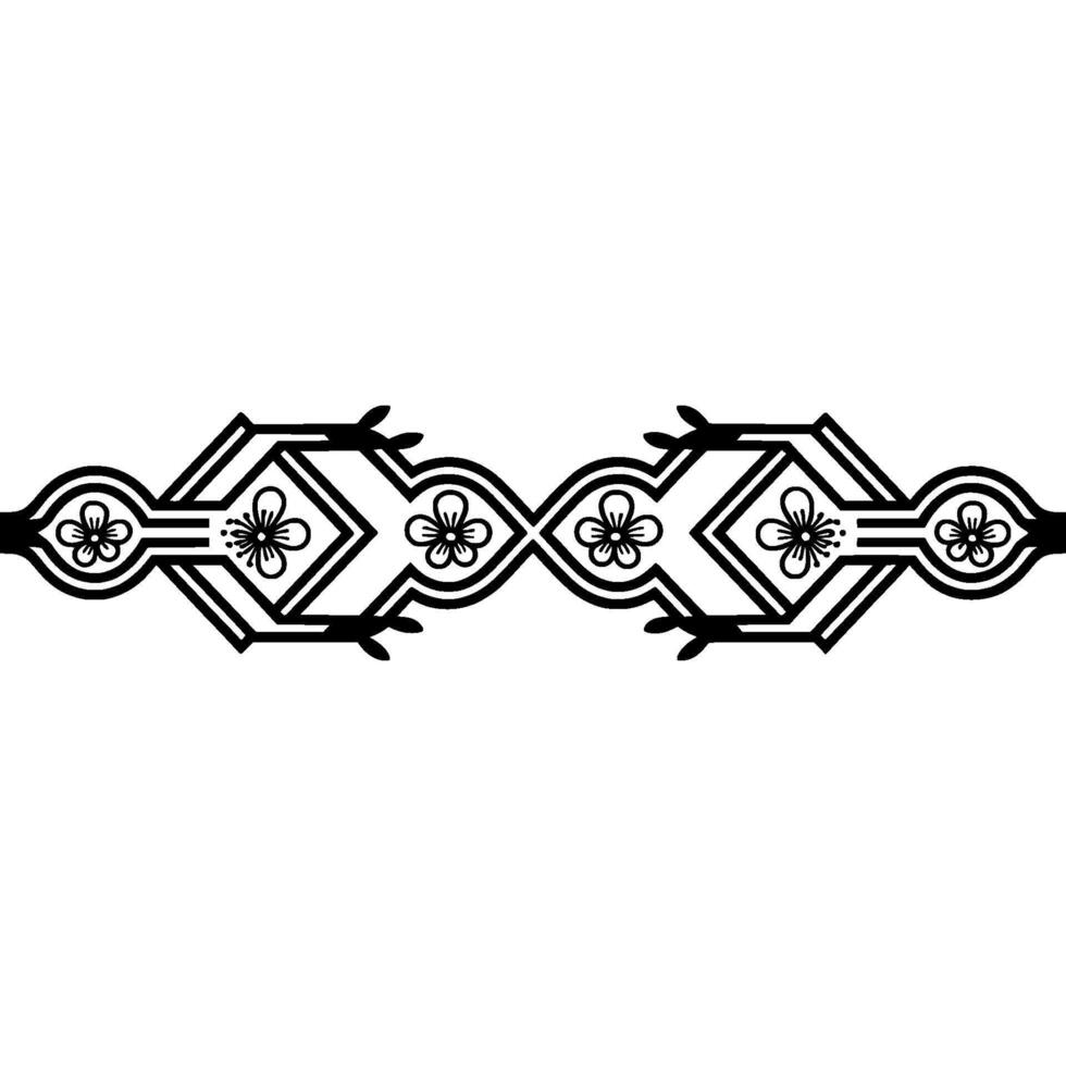 Floral Border, Geometric Pattern, Simple, Elegant on White vector