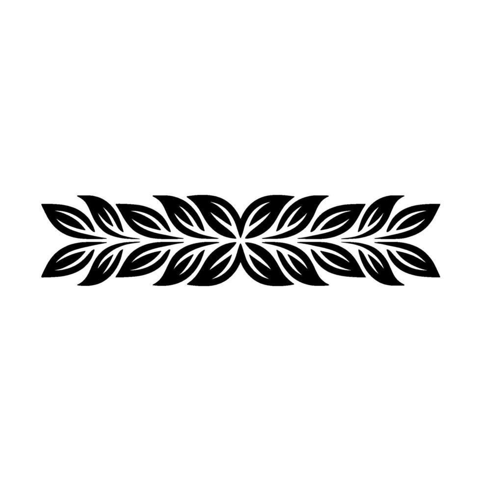 Black Leaf Border on White, Minimalist Floral Element vector