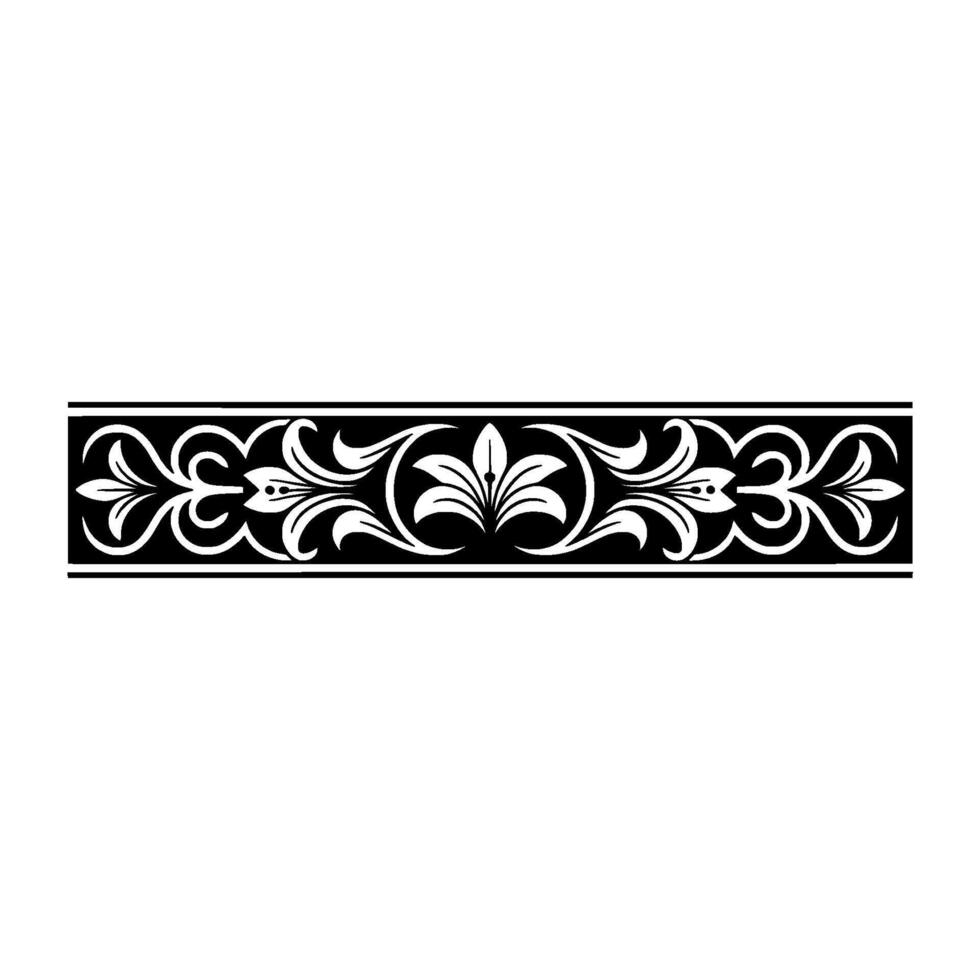 Elegant Black and White Floral Border on White Background 1 - Ornament vector