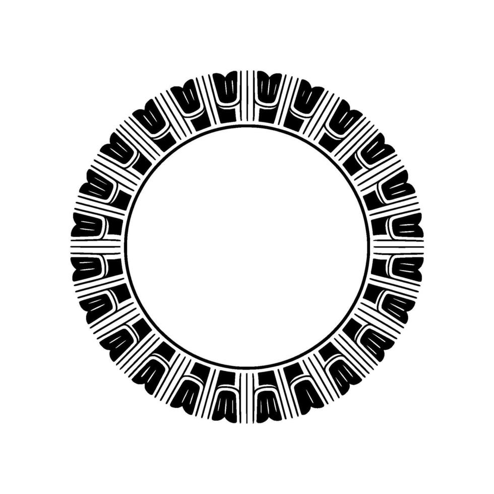 Geometric Black White Circular Pattern Frame or Element vector