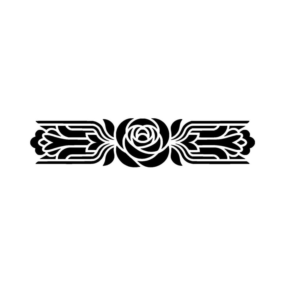 Elegant Black Rose Floral Border, Art Deco Style on White vector