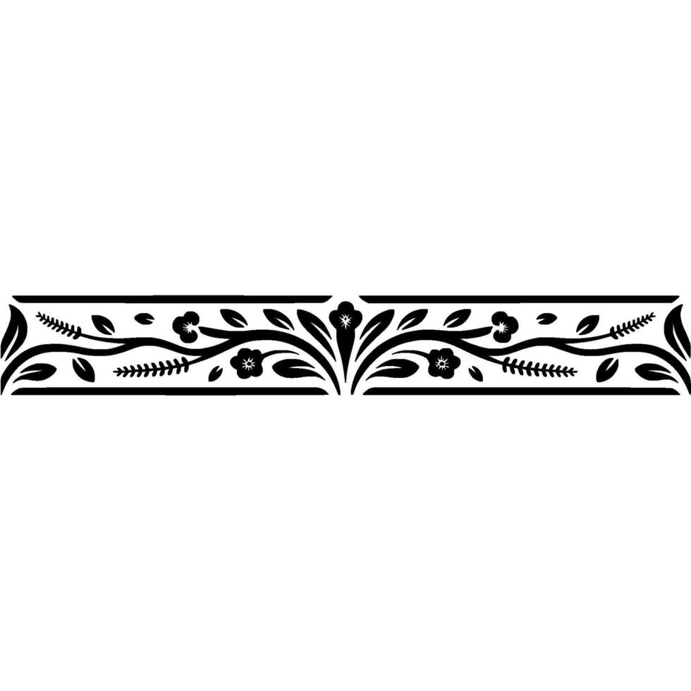 Elegant Floral Border in Black and White 2 - Ornament vector