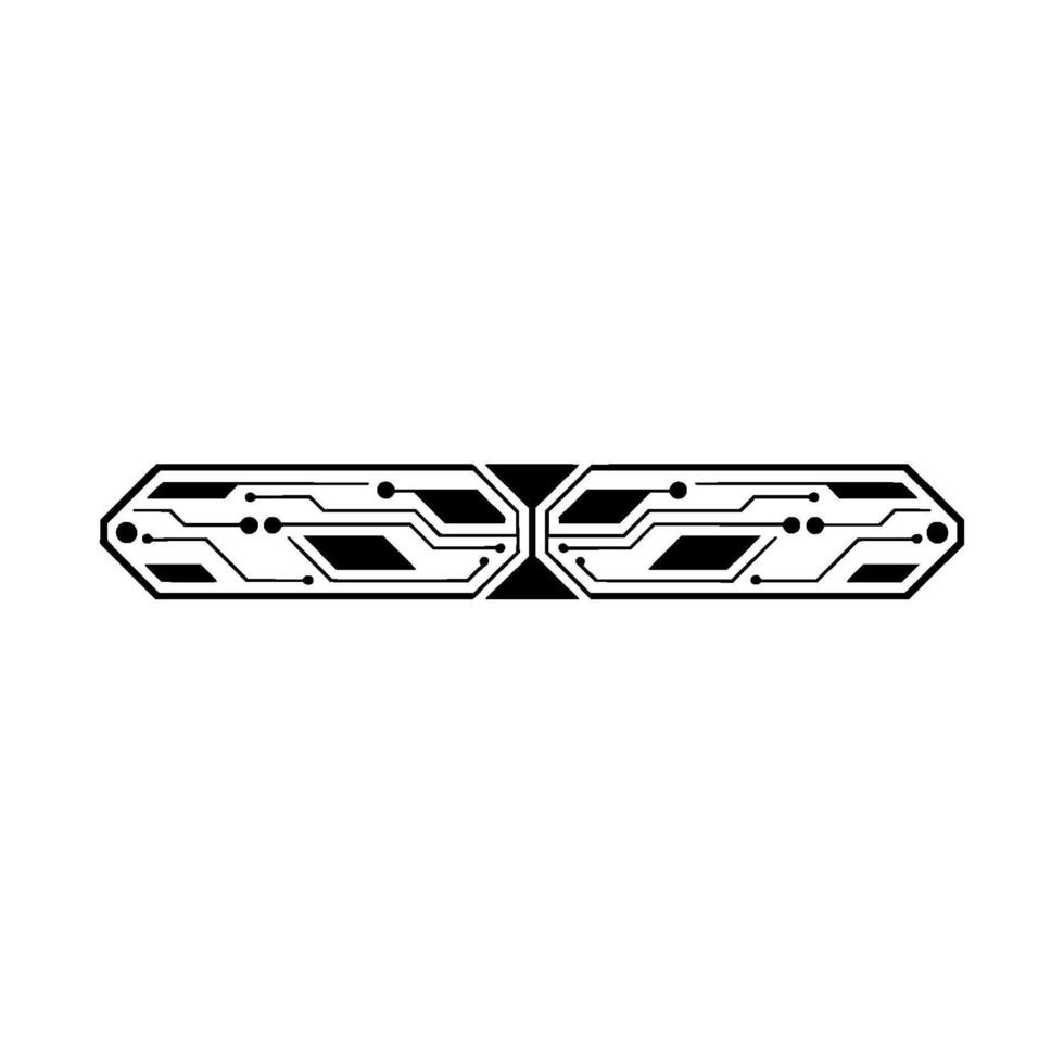 Tech Circuit Border Minimalist Black White Illustration vector