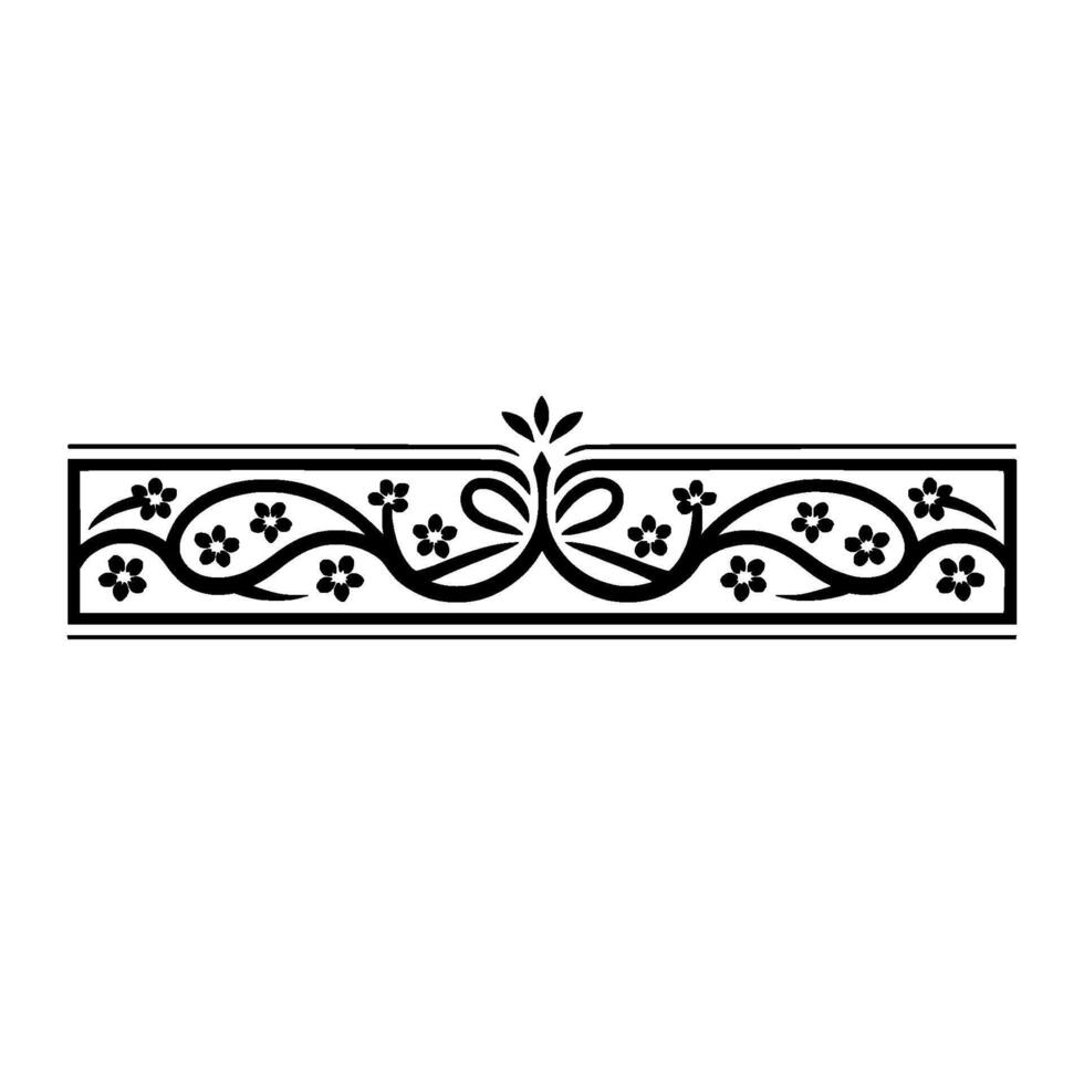 Elegant Floral Border in Black on White, Illustration - Ornament vector