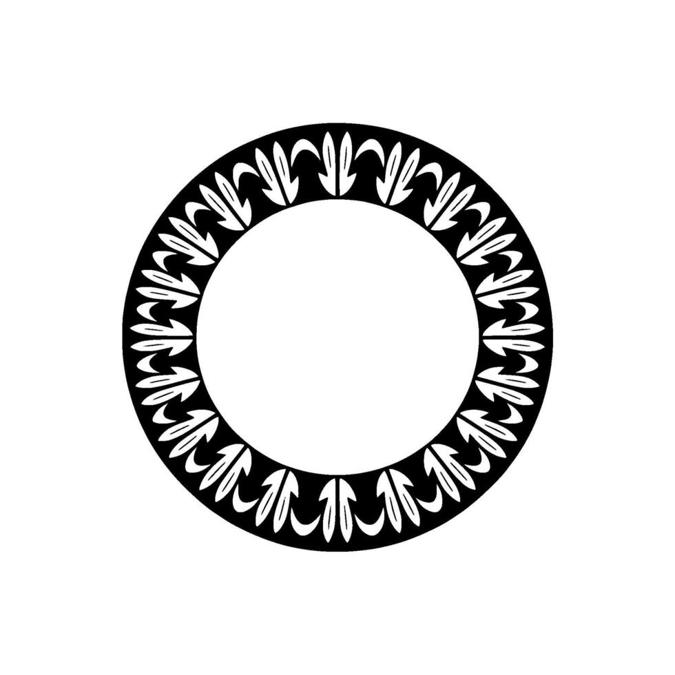 Elegant Black and White Leaf Circle Frame vector
