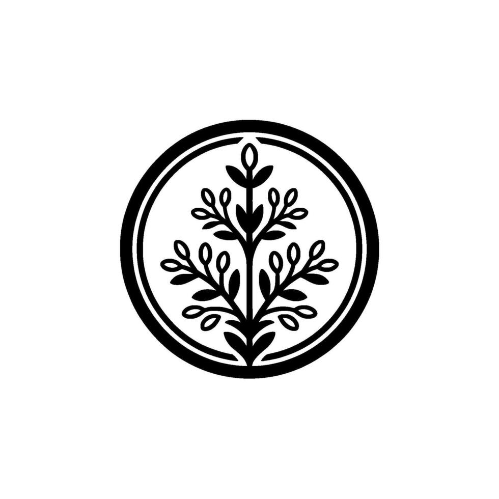 Minimalist Floral Circle Modern Branch Blossoms vector