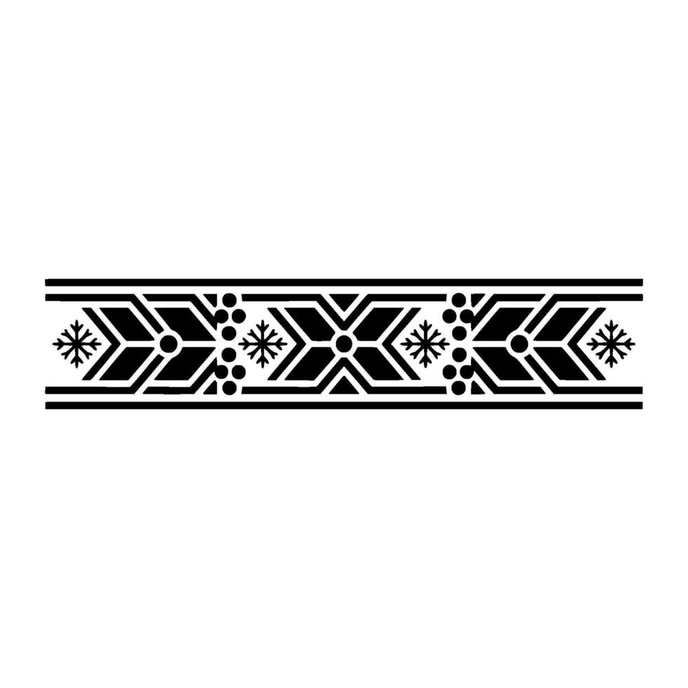 Geometric Black and White Border with Snowflake Elements vector