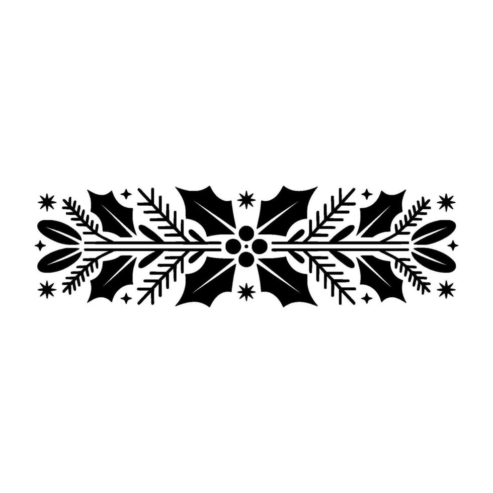 Elegant Black White Christmas Border Holly Fir vector