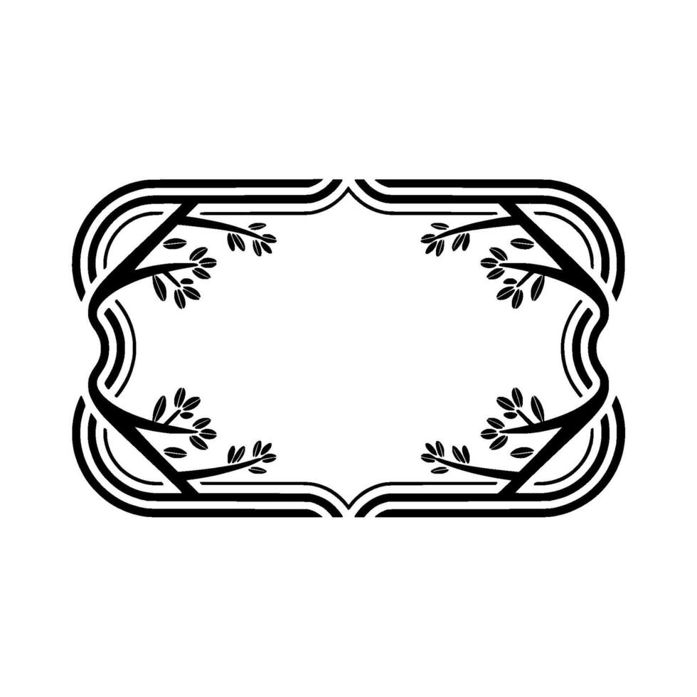 Elegant Art Nouveau Frame with Tree Branches, Black White vector