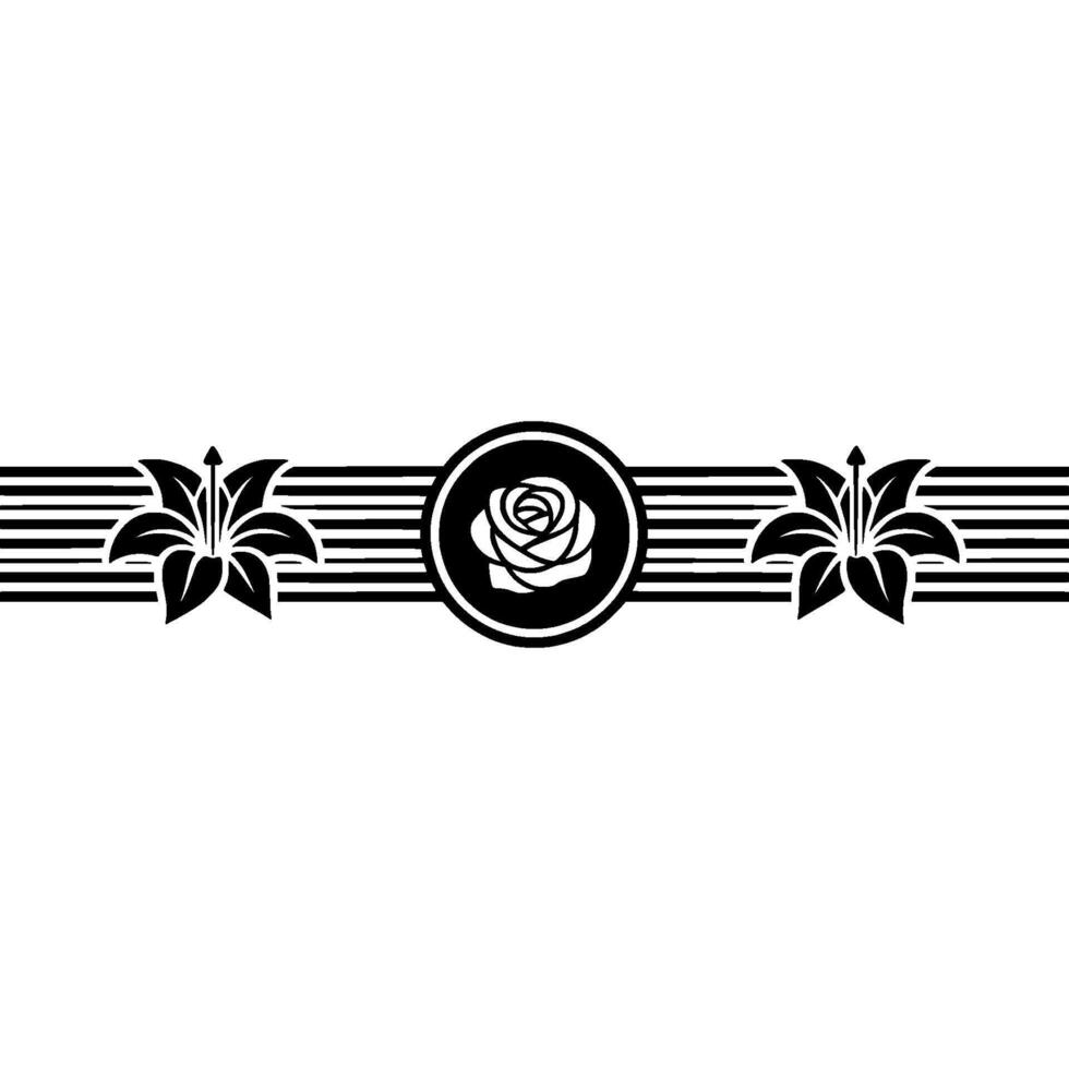 Floral Ornament, Black and White Decorative Strip vector