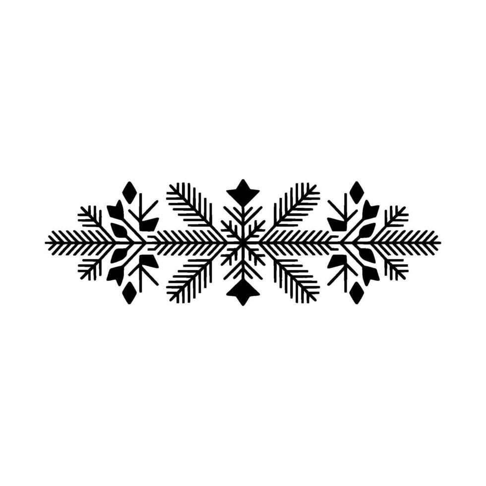 Minimalist Snowflake Border on White, Christmas Template vector