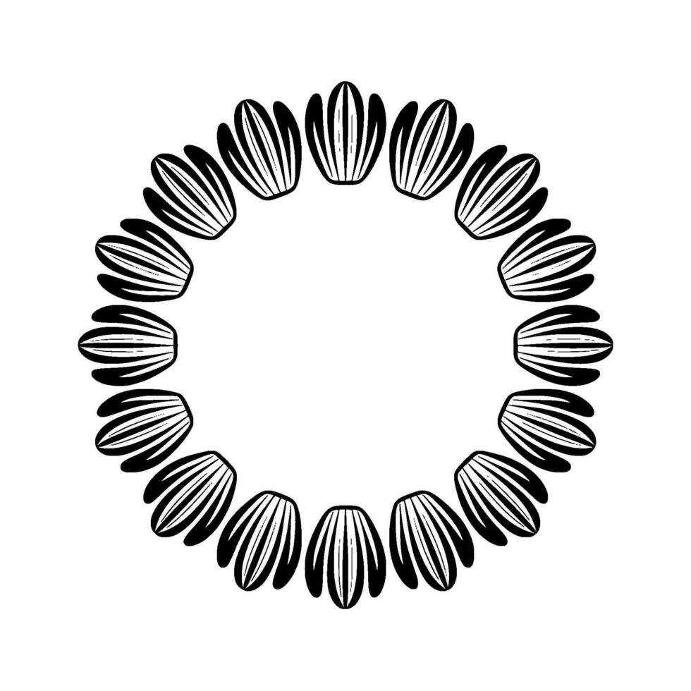 Minimalist Floral Wreath Black White Pattern vector