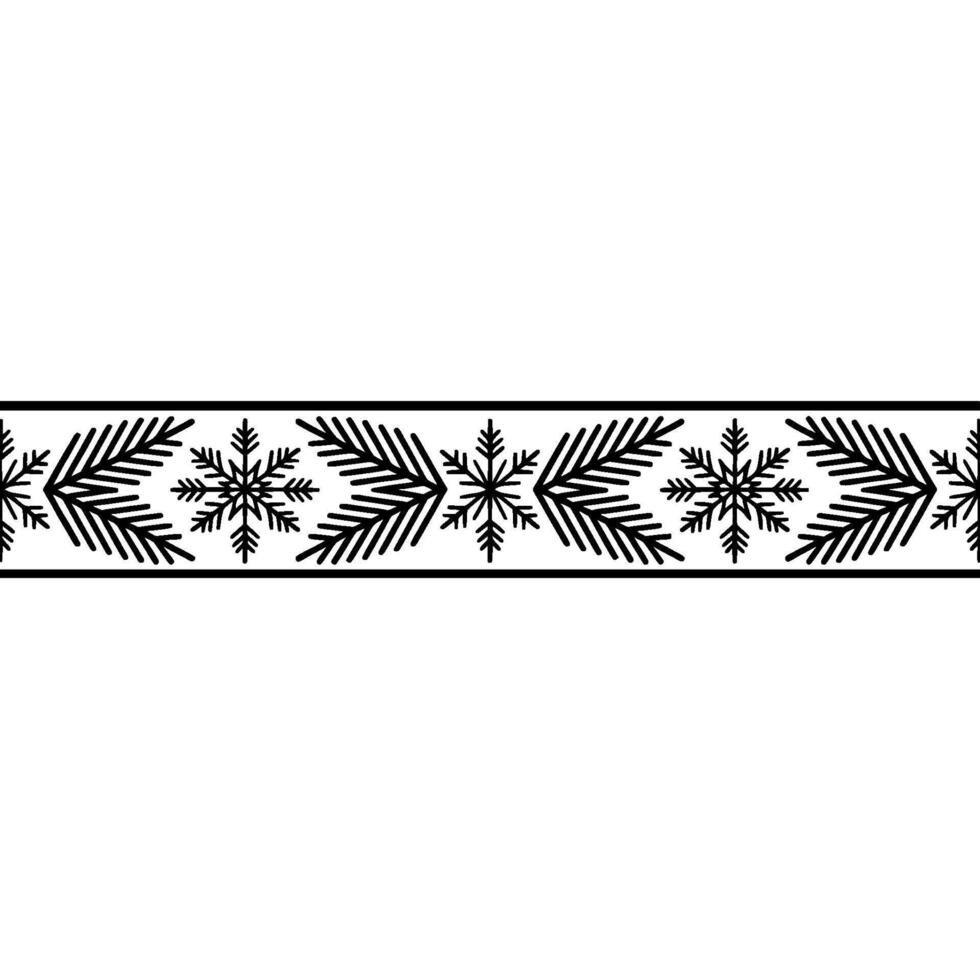 Festive Winter Border Black and White Snowflake and Branch Pattern vector