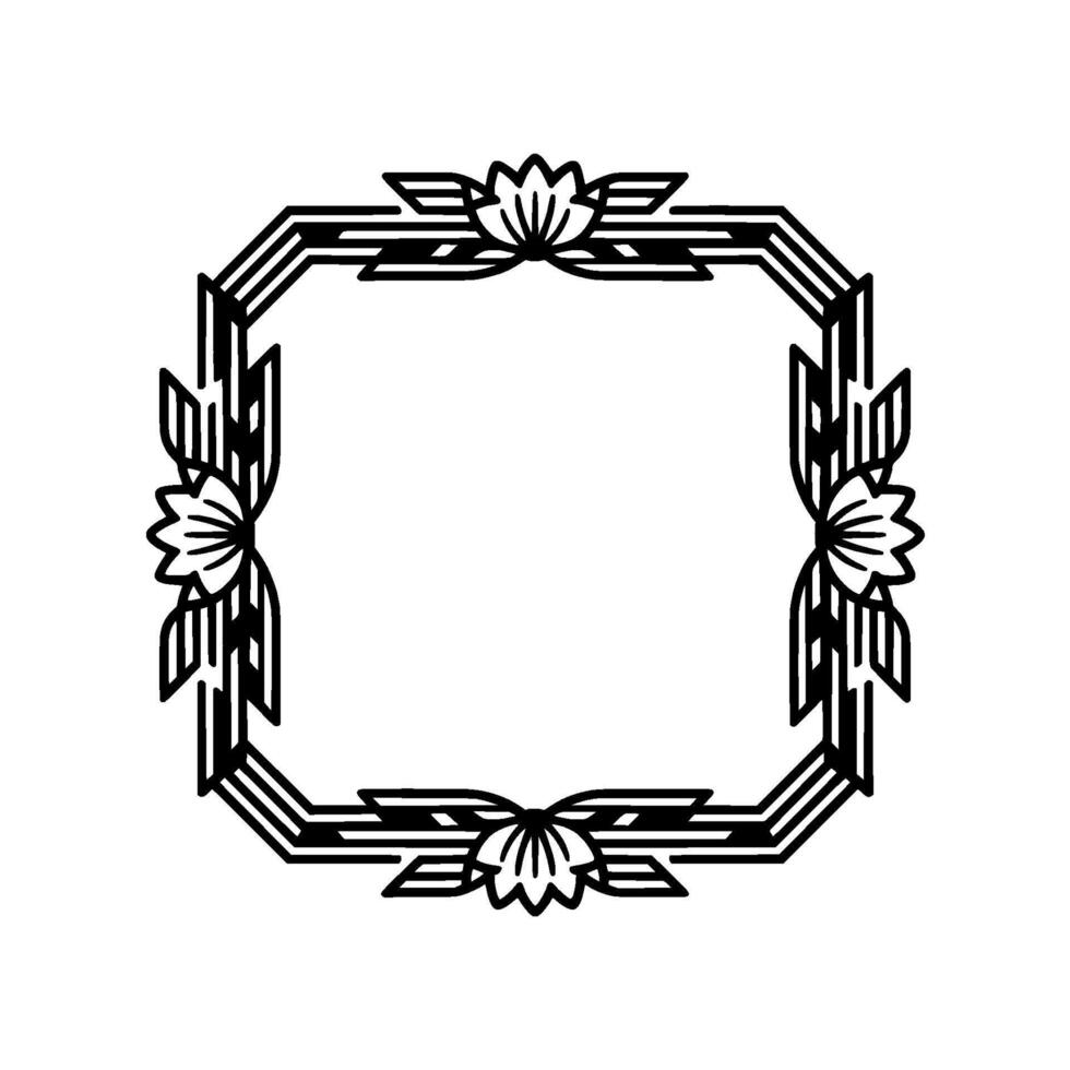 Art Deco Floral Frame Elegant Black and White vector