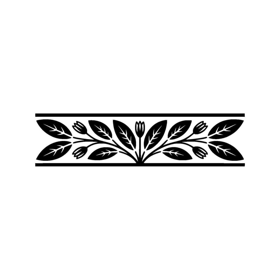Black Botanical Border, Minimalist Decorative Element, vector