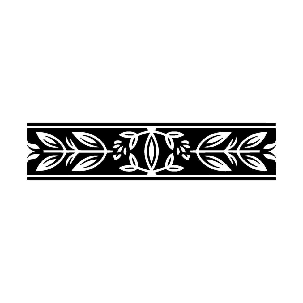 Elegant Black and White Floral Border on White Background 2 - Pattern vector