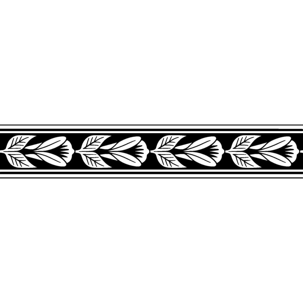 Elegant Black and White Floral Border 2 - Leaves vector