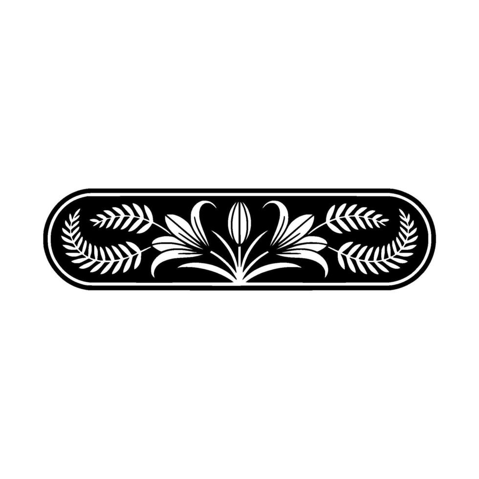 Elegant Floral Border, Black and White - Botanical vector