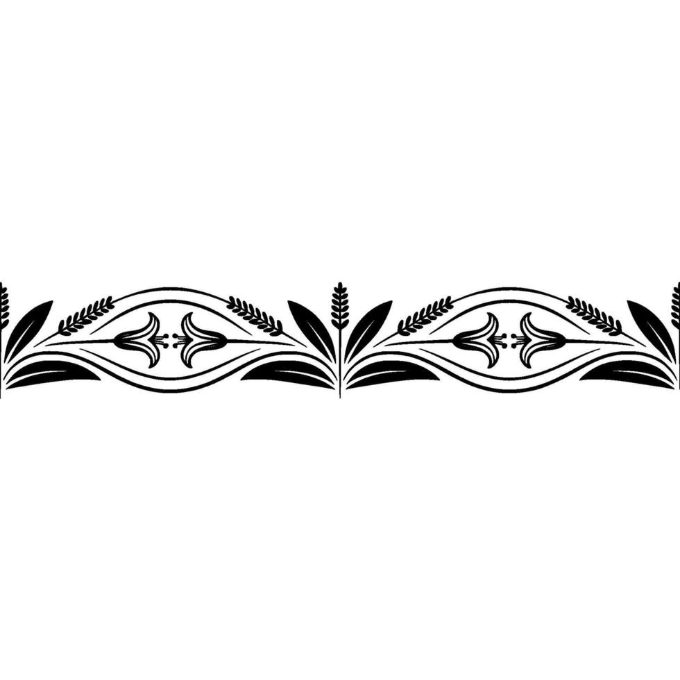 Elegant Black Floral Border on White Background 1 - Ornament vector
