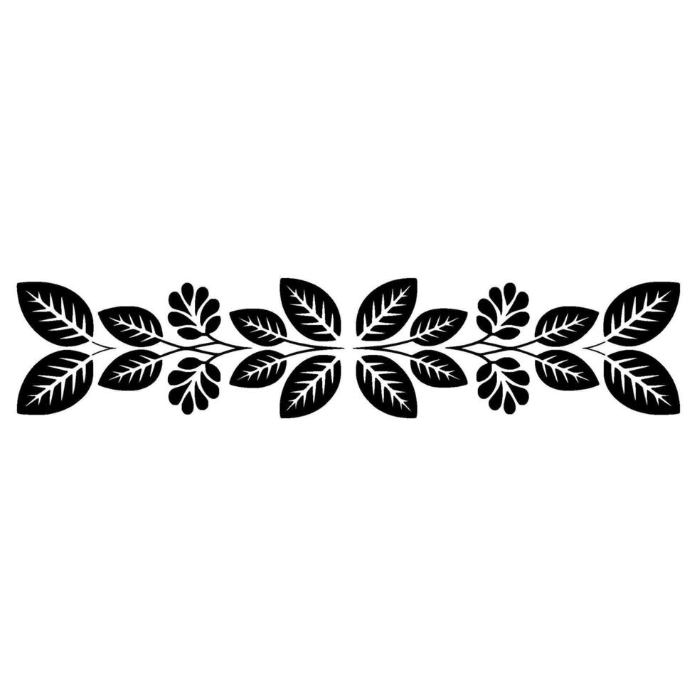 Elegant Black Leaf Border Ornament on White Background - Leaves vector