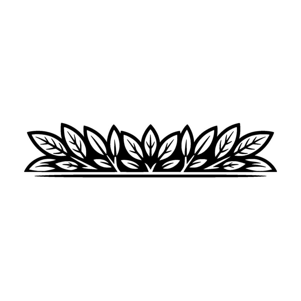 Minimalist Leafy Border, Black White, Decorative Element vector