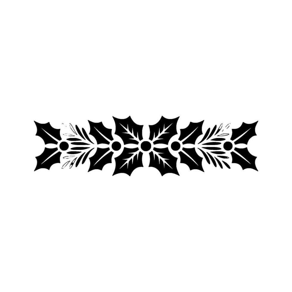 Elegant Black White Christmas Border - Holly vector