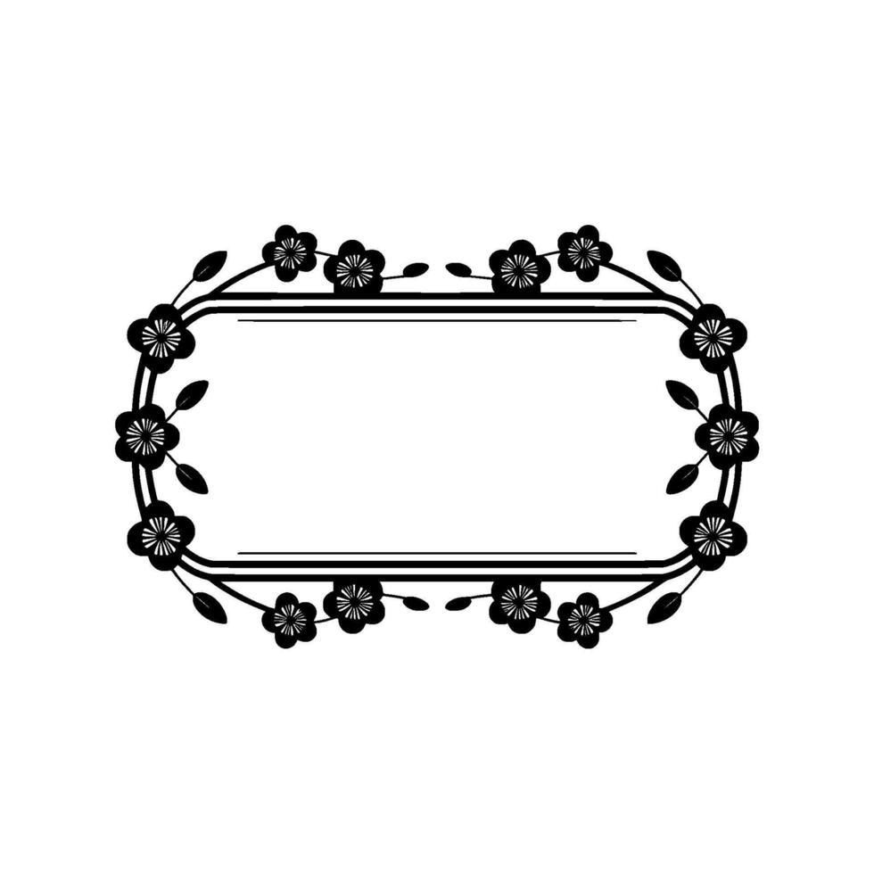 Minimalist Black Flower Frame on White Background vector