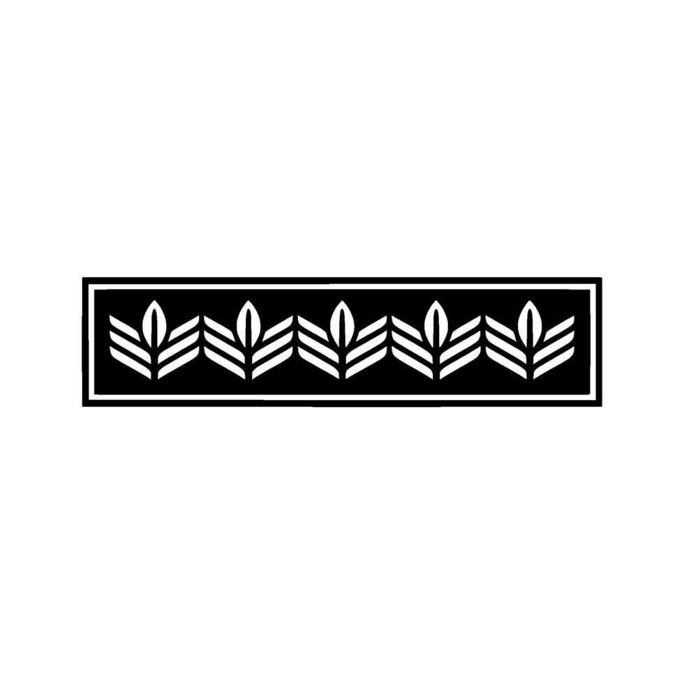 Minimalist Geometric Leaf Motif Border Elegant Black White Element vector
