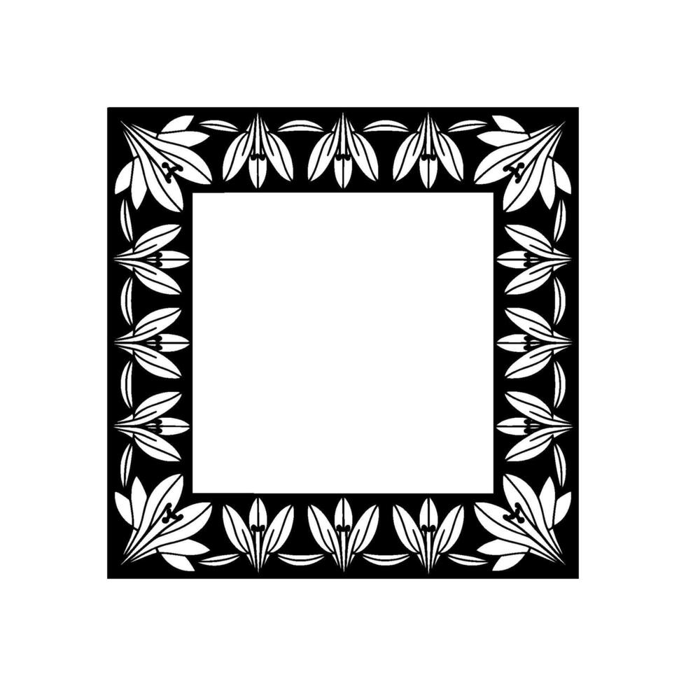Elegant Floral Frame in Black and White, Modern vector