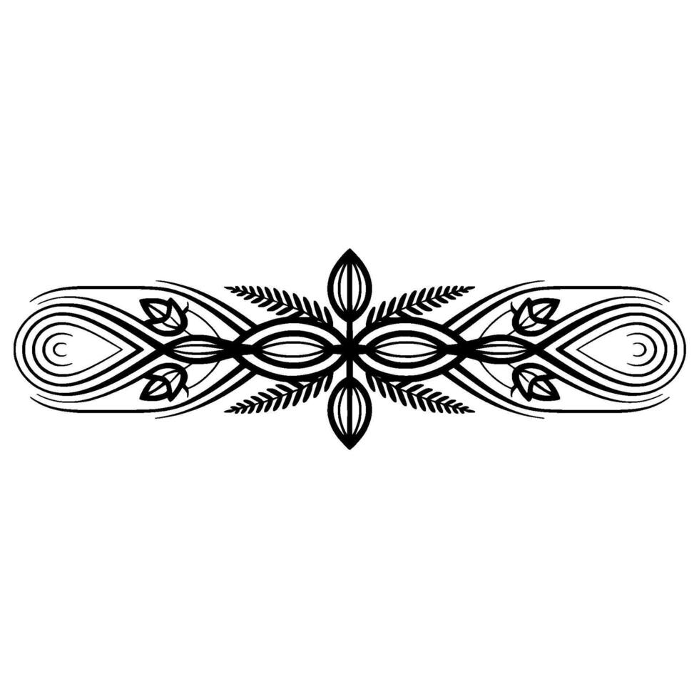 Elegant Floral Border in Black and White, Minimalist Style - Line art vector