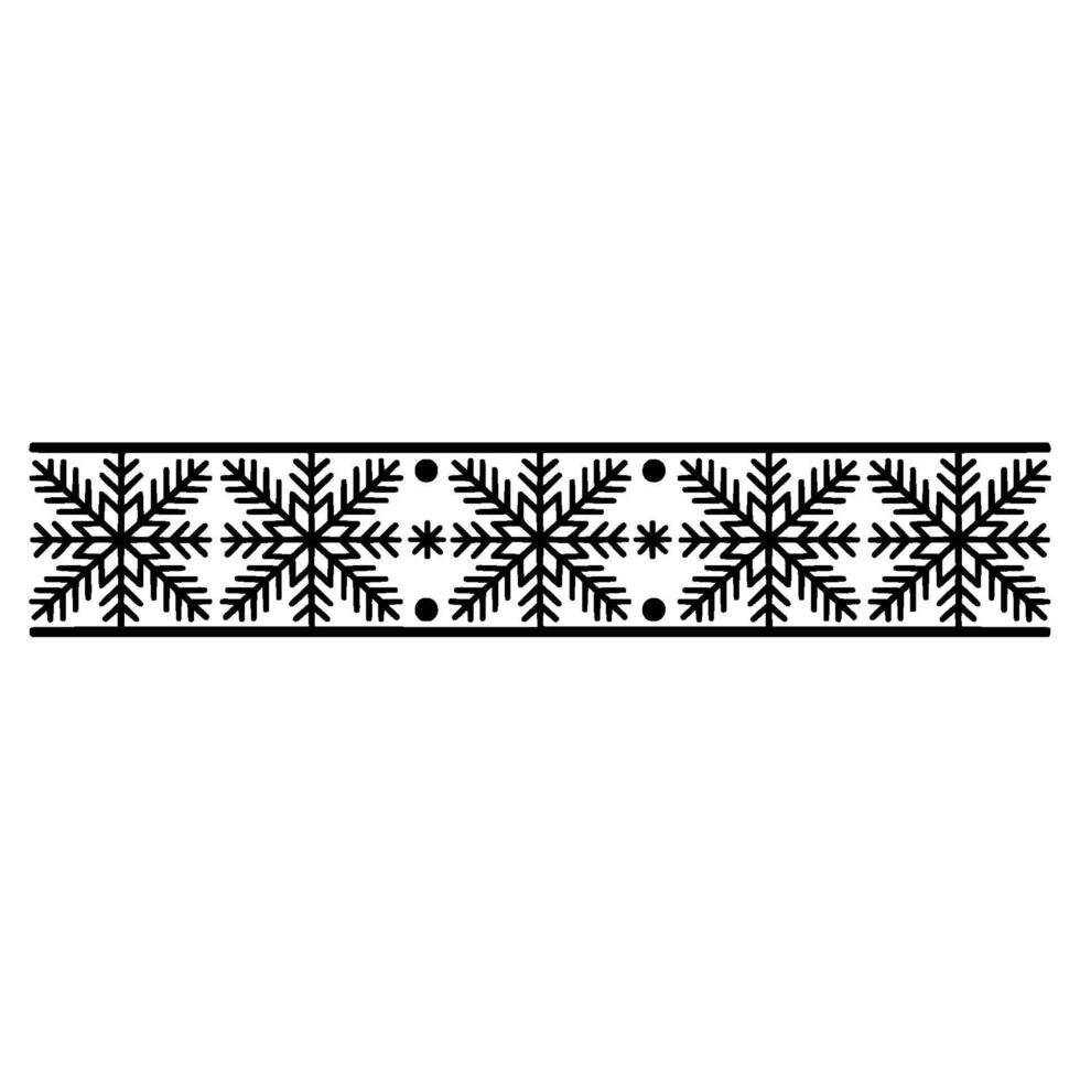 Minimalist Snowflake Border in Black White vector