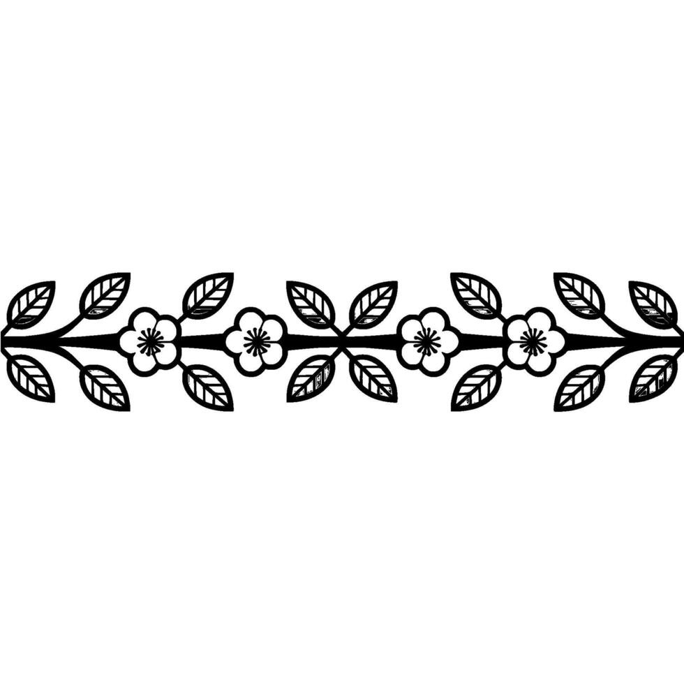 Minimalist Floral Border with Black and Gray Leaves and Flowers vector