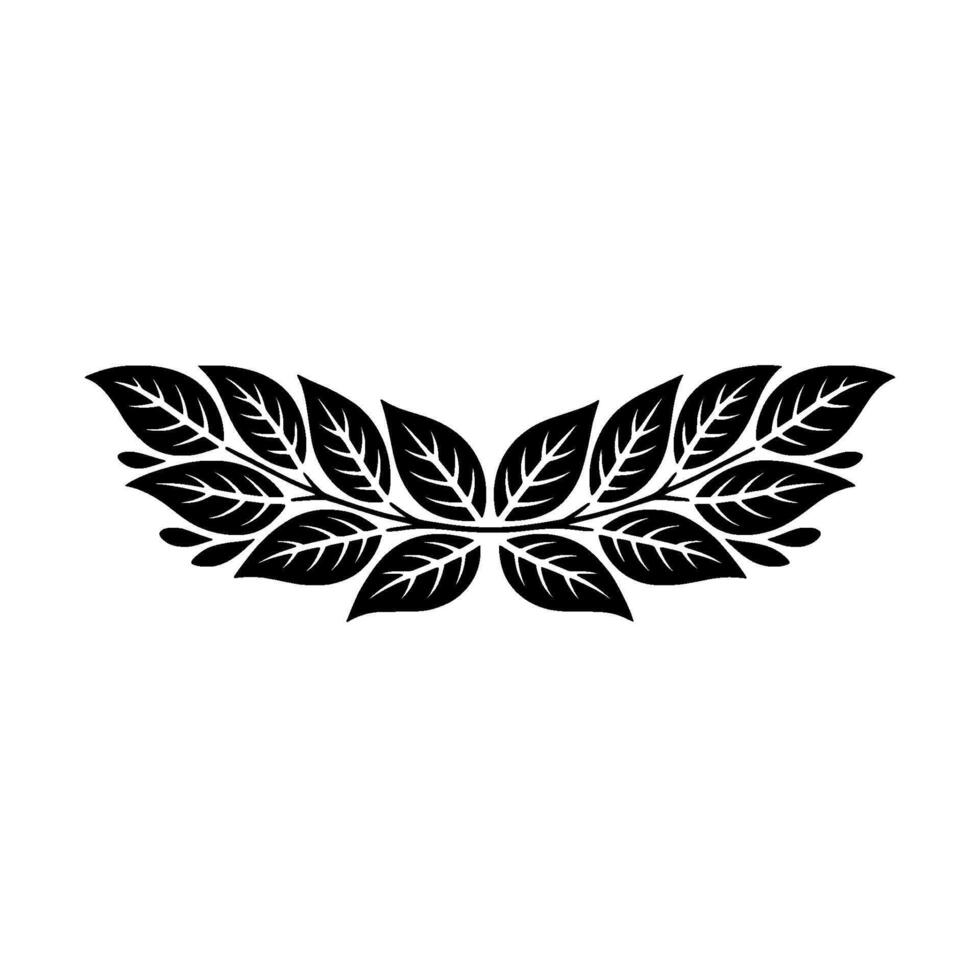 Minimalist Black Leaf Garland on White Background - Leaves vector