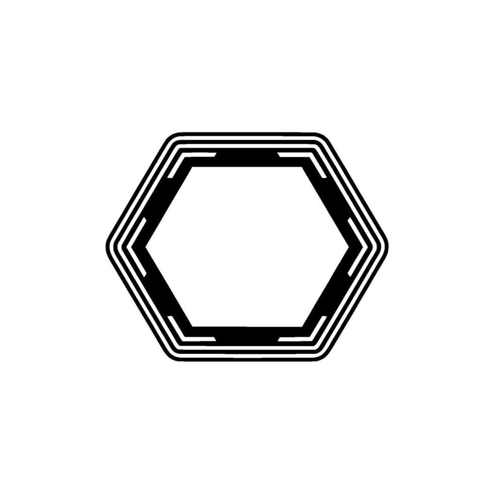 Geometric Hexagon Frame, Black White, Minimalist, Modern vector