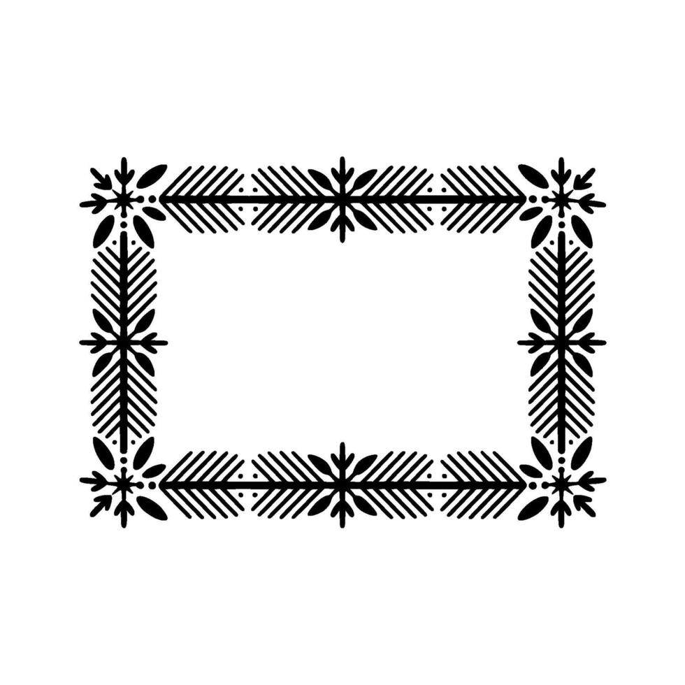 Geometric Floral Border, Black and White, Minimalist - Frame vector