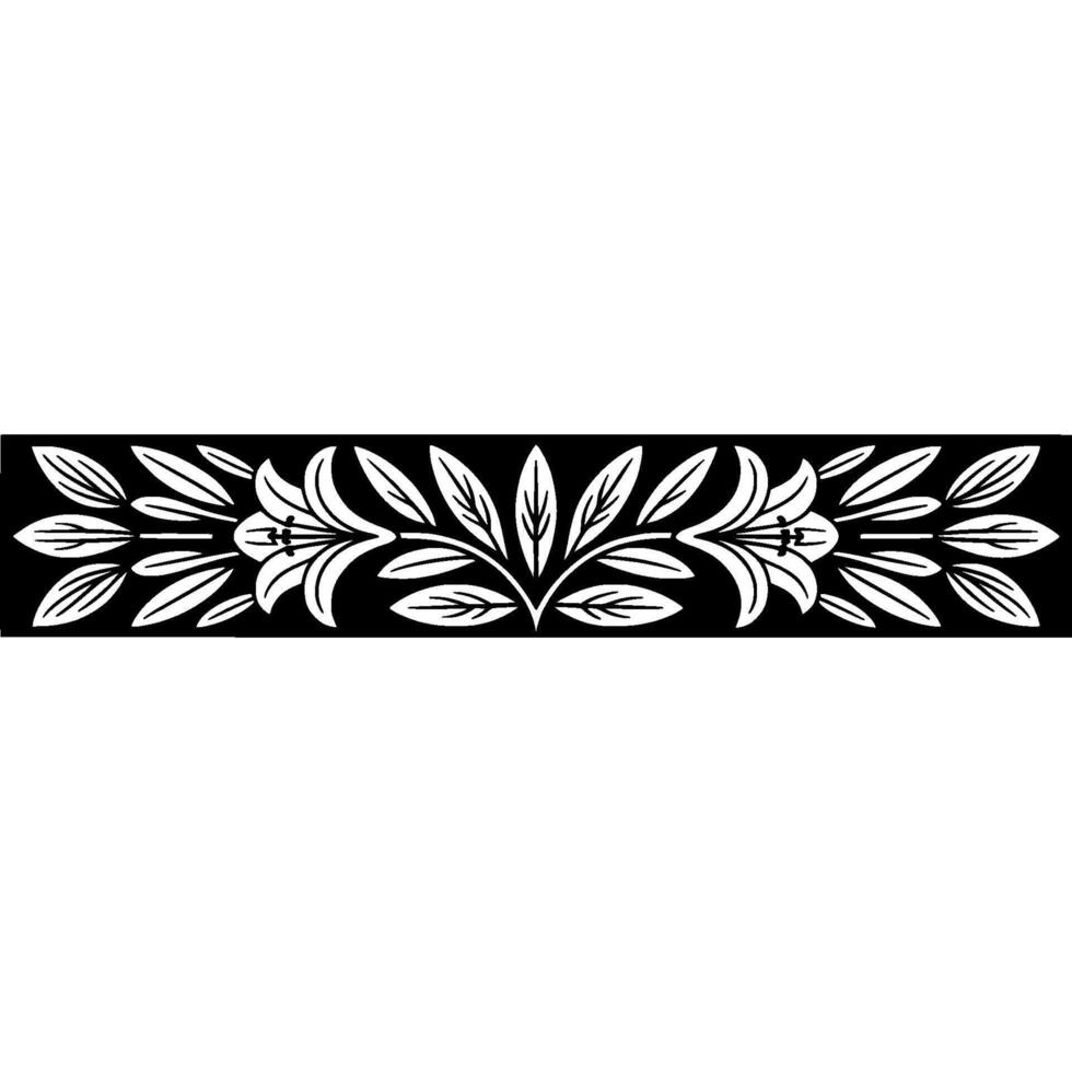 Elegant Floral Pattern Border, Black White, Art Deco Style vector