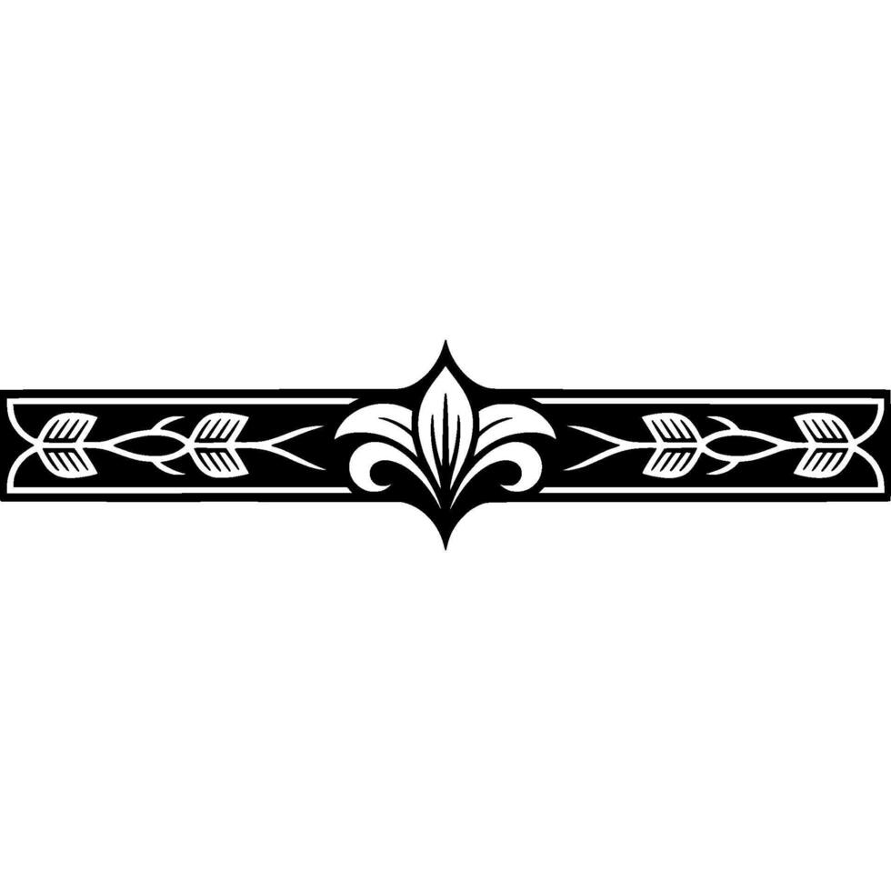 Elegant Black and White Floral Border, Decorative Element - Art vector
