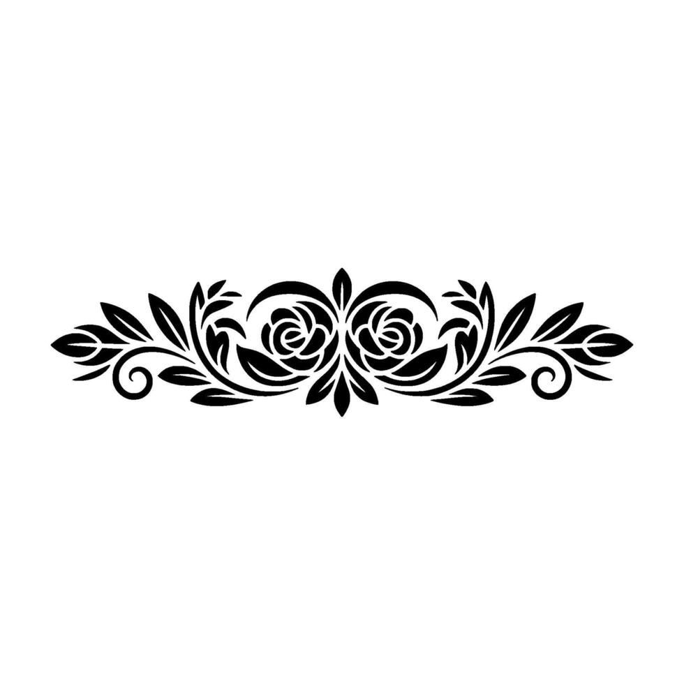 Elegant Black Floral Ornament on White Background 1 - Decoration vector