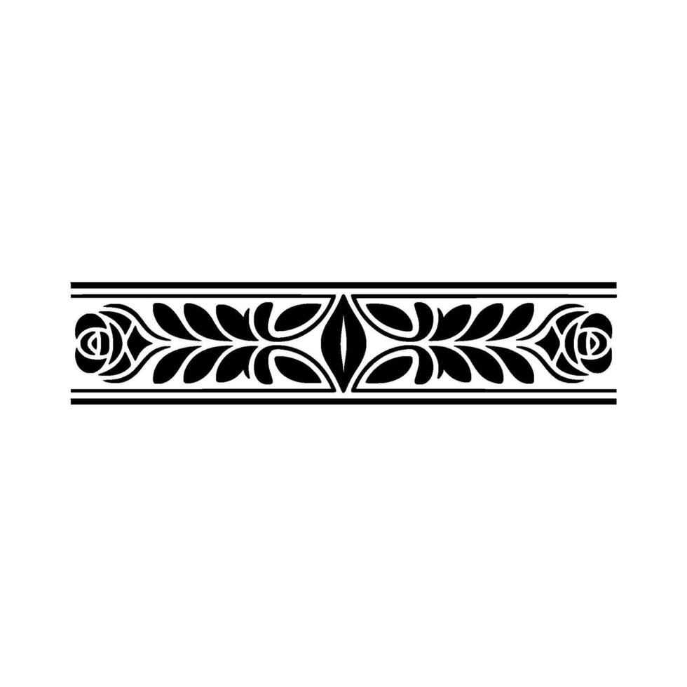 Elegant Floral Border in Black and White, Decorative Element - Floral border vector