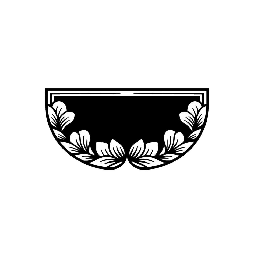Elegant Floral Frame, Black White, Minimalist - Leaves vector