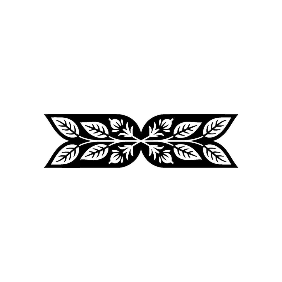 Elegant Black Floral Ornament on White Background 3 - Botanical vector